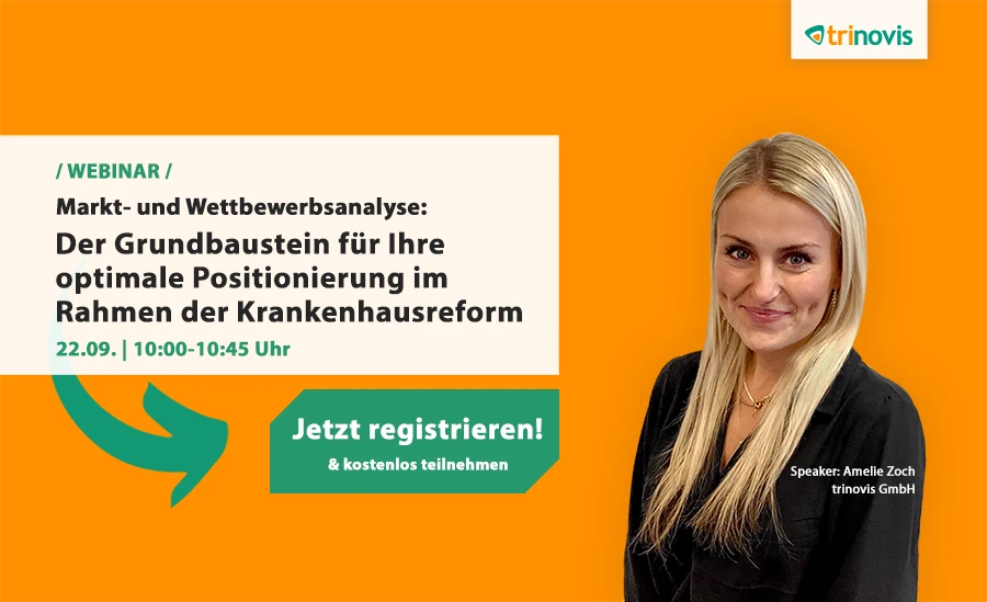 trinovis Webinar: zum Grundbaustein für eine optimale Positionierung im Rahmen der Krankenhausreform